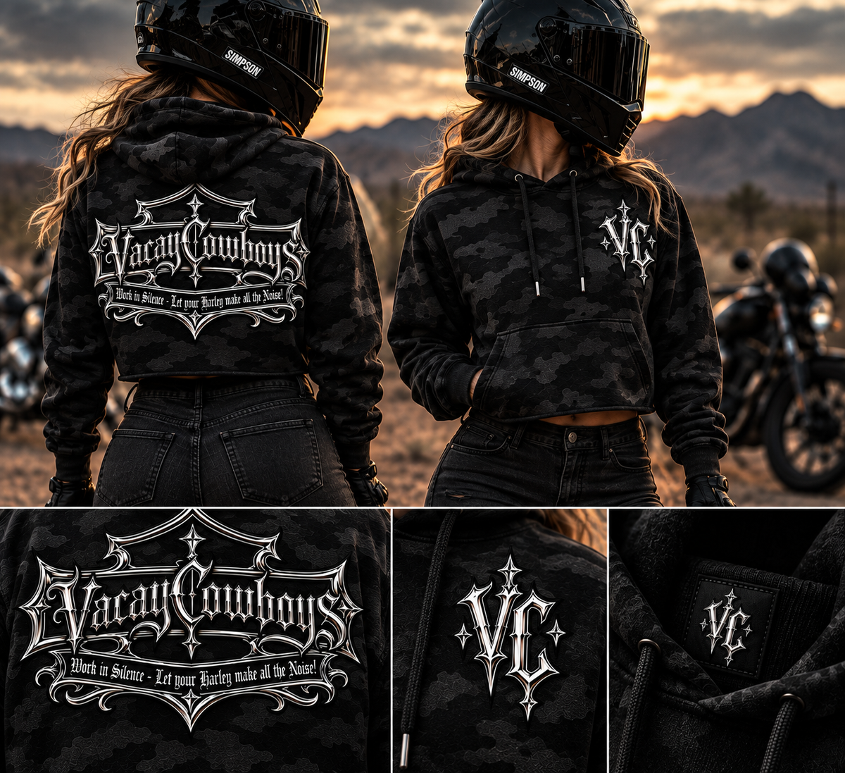 Silent Professional Series - Black Camo Womens Crop Hoodie