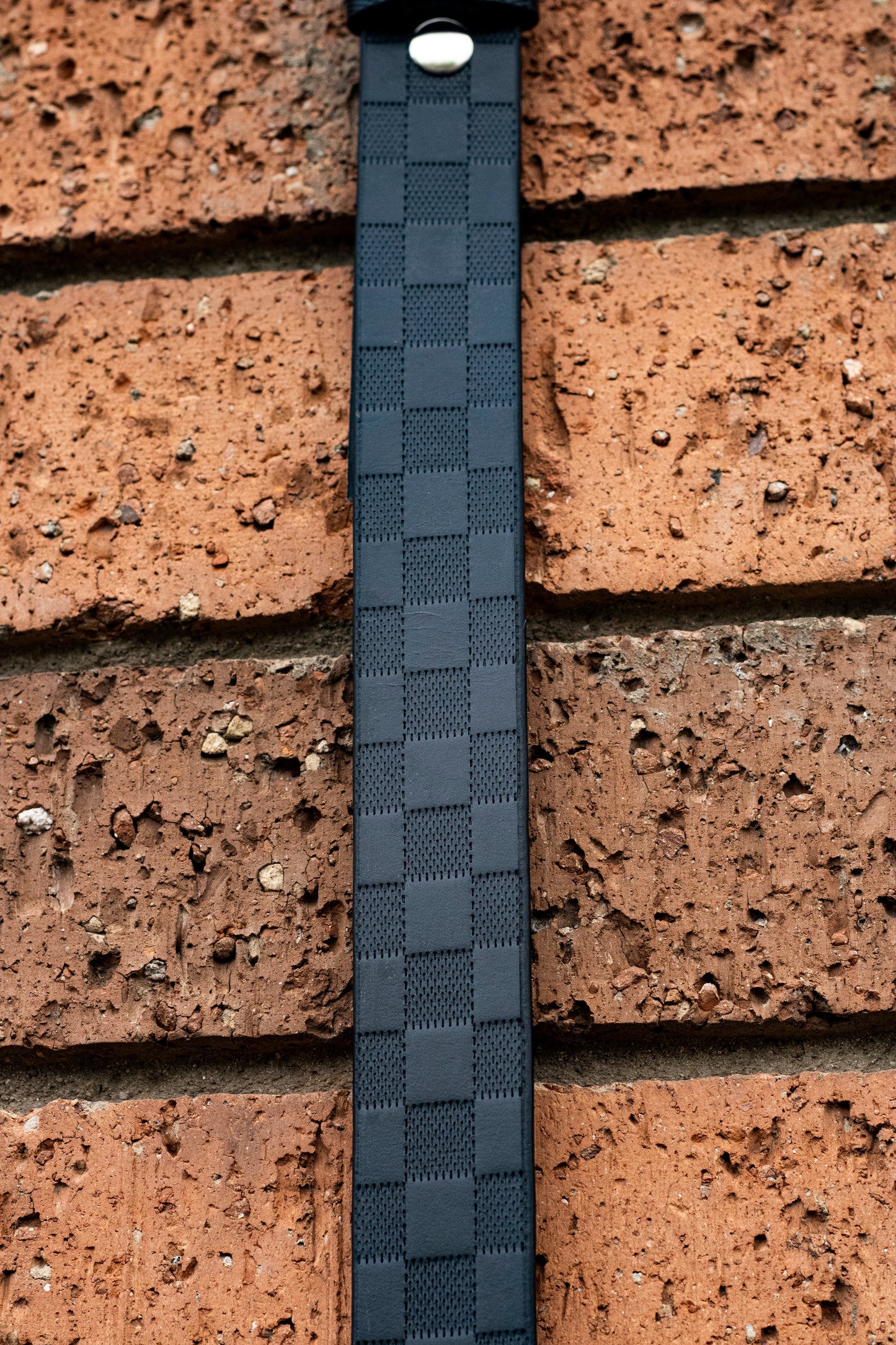 Black Checkered Leather Belt