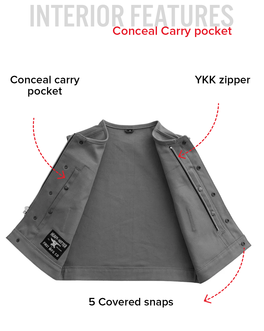 Lowside Men's Motorcycle Canvas Vest (Grey)