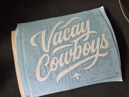 Vacay Cowboys Vinyl Decal - White