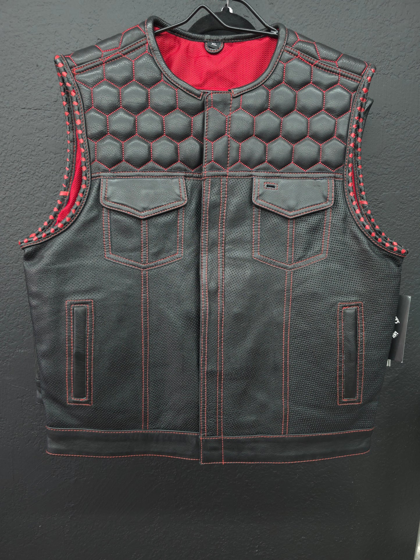 The Deacon - Perforated Leather - Red