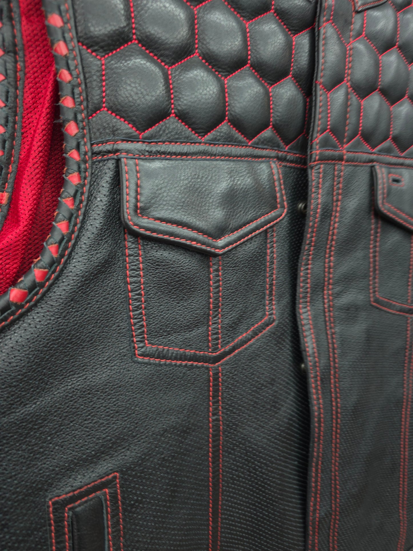 The Deacon - Perforated Leather - Red