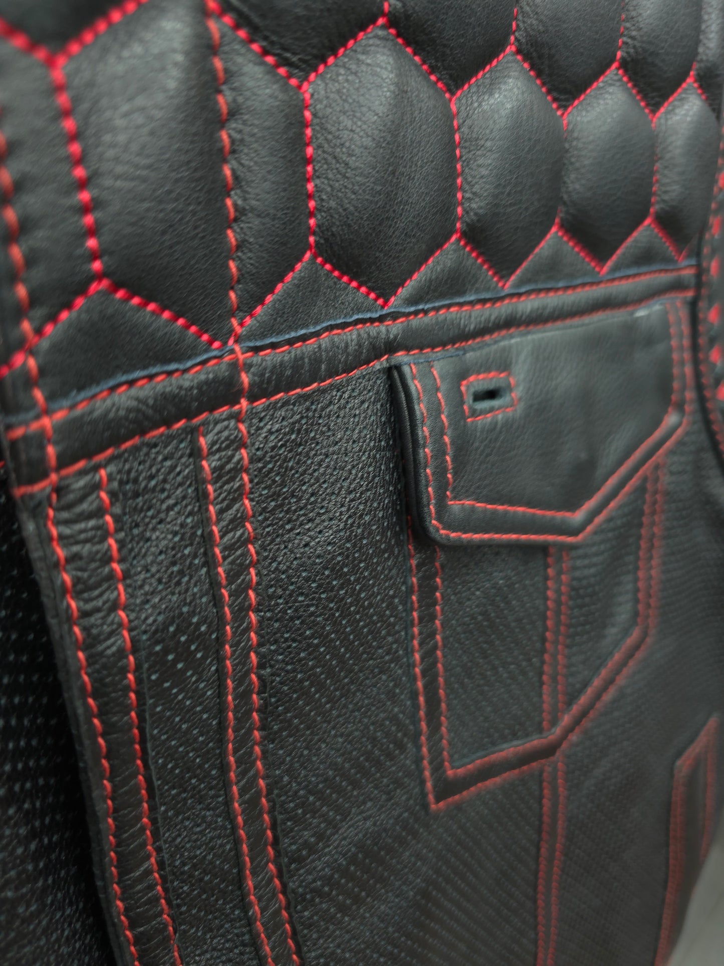 The Deacon - Perforated Leather - Red