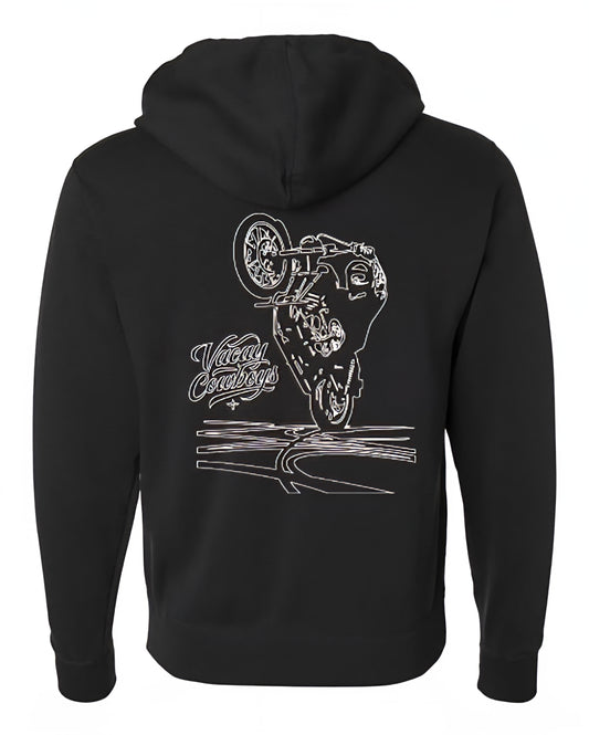 VacayCowboy -  Black Zip up Hoodie