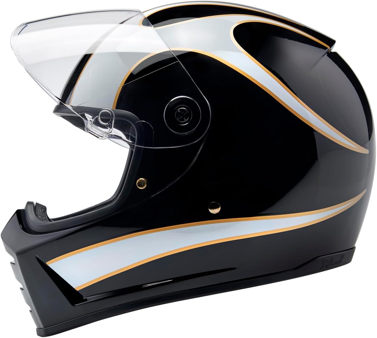 Biltwell Lane Splitter ECE R22.06 Motorcycle Helmet Flames Gloss Black White