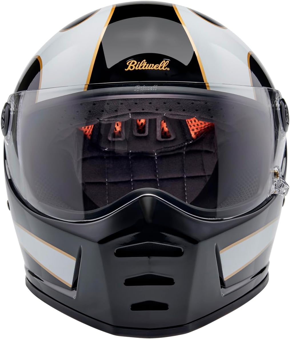 Biltwell Lane Splitter ECE R22.06 Motorcycle Helmet Flames Gloss Black White