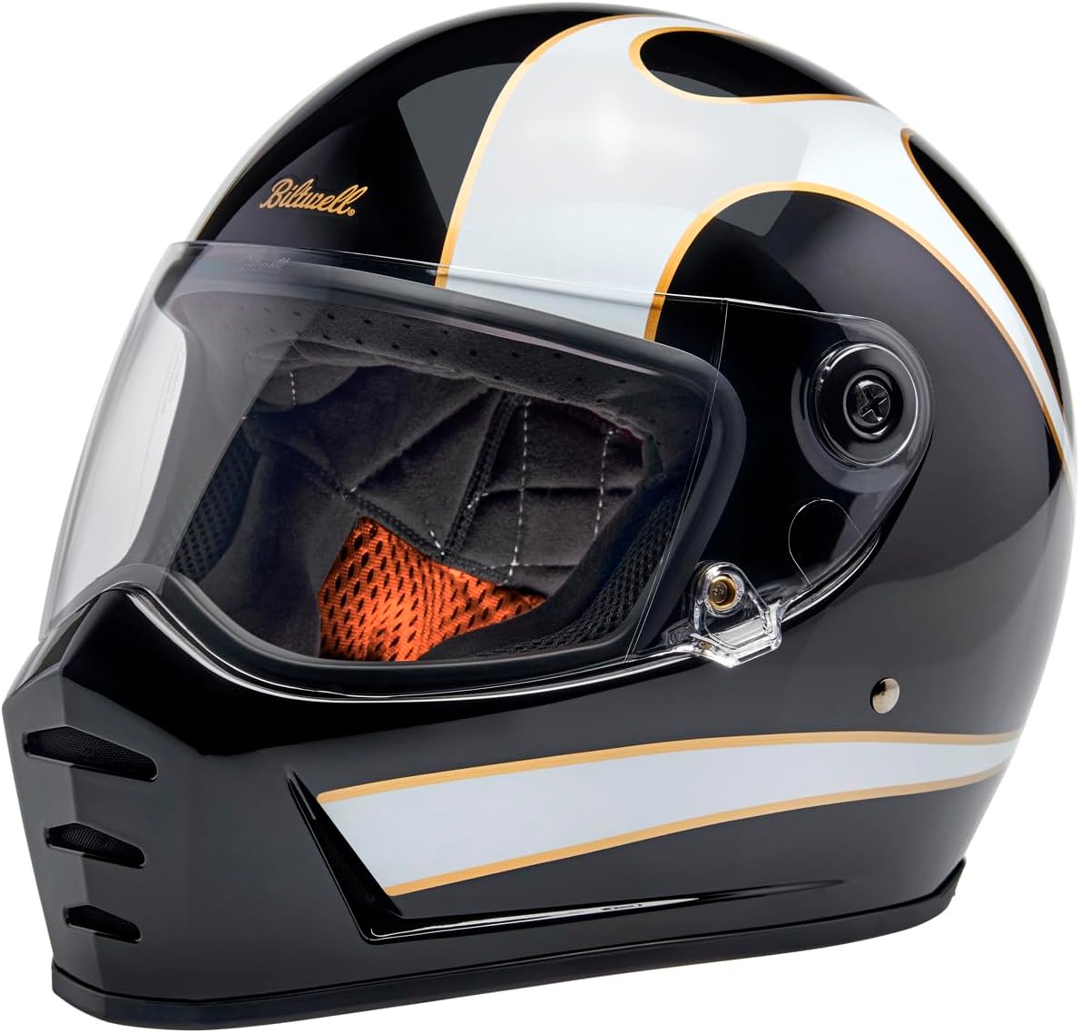 Biltwell Lane Splitter ECE R22.06 Motorcycle Helmet Flames Gloss Black White