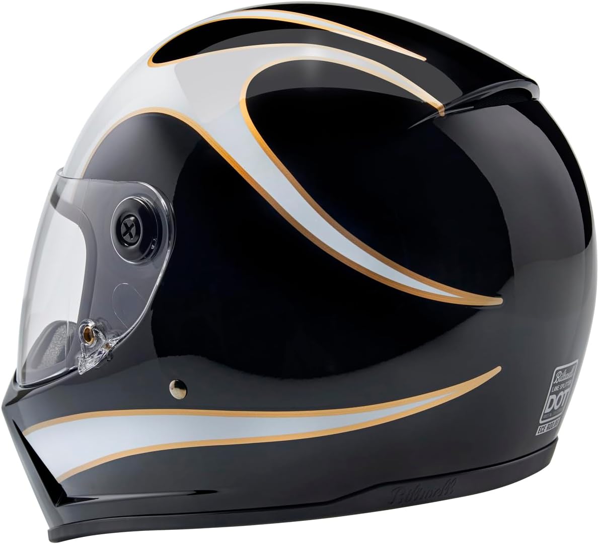 Biltwell Lane Splitter ECE R22.06 Motorcycle Helmet Flames Gloss Black White