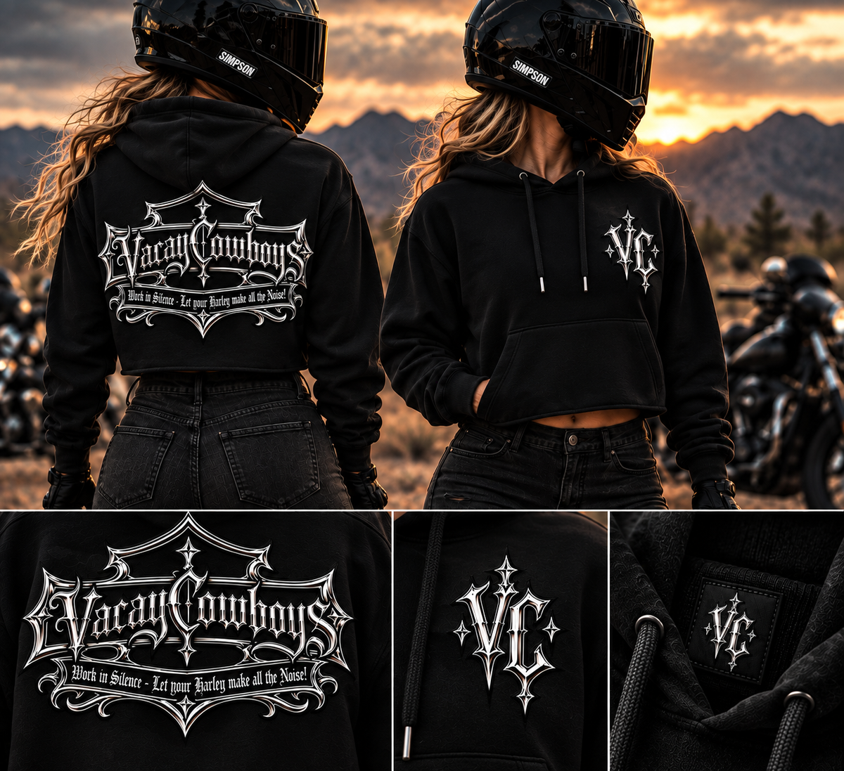 Silent Professional Series - Black Womens Crop Hoodie