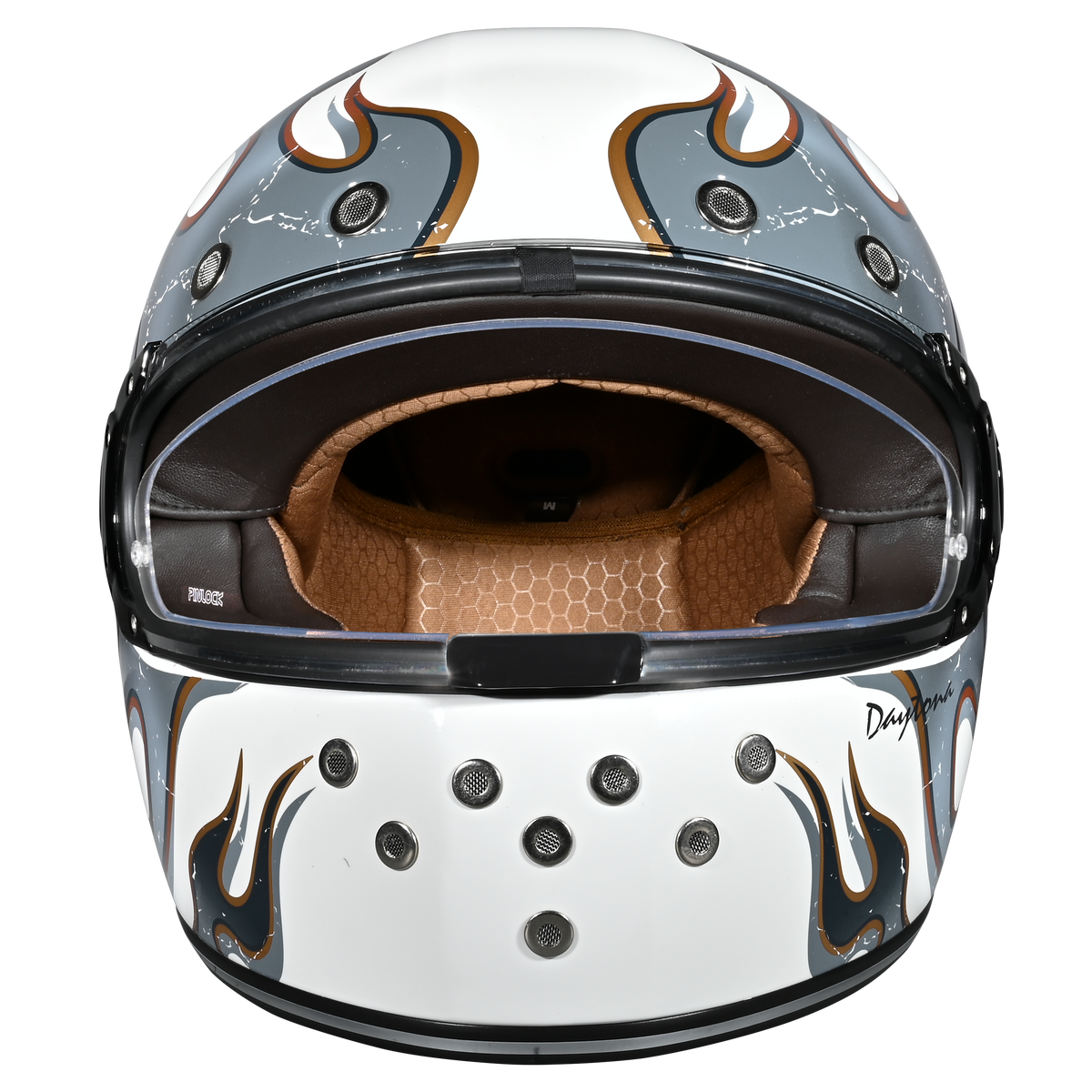 D.O.T. & ECE Daytona Retro Full Face Motorcycle Helmet: Vintage Style for Men, Women, & Youth - W/ Flames