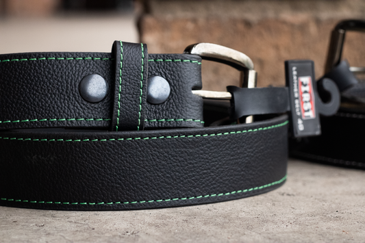 Concealment Money Belt - Leather Green Stitch