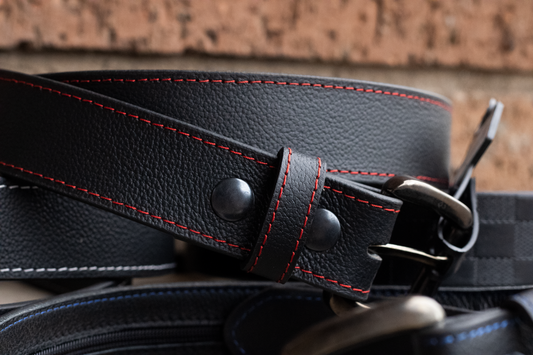 Concealment Money Belt - Leather Red Stitch