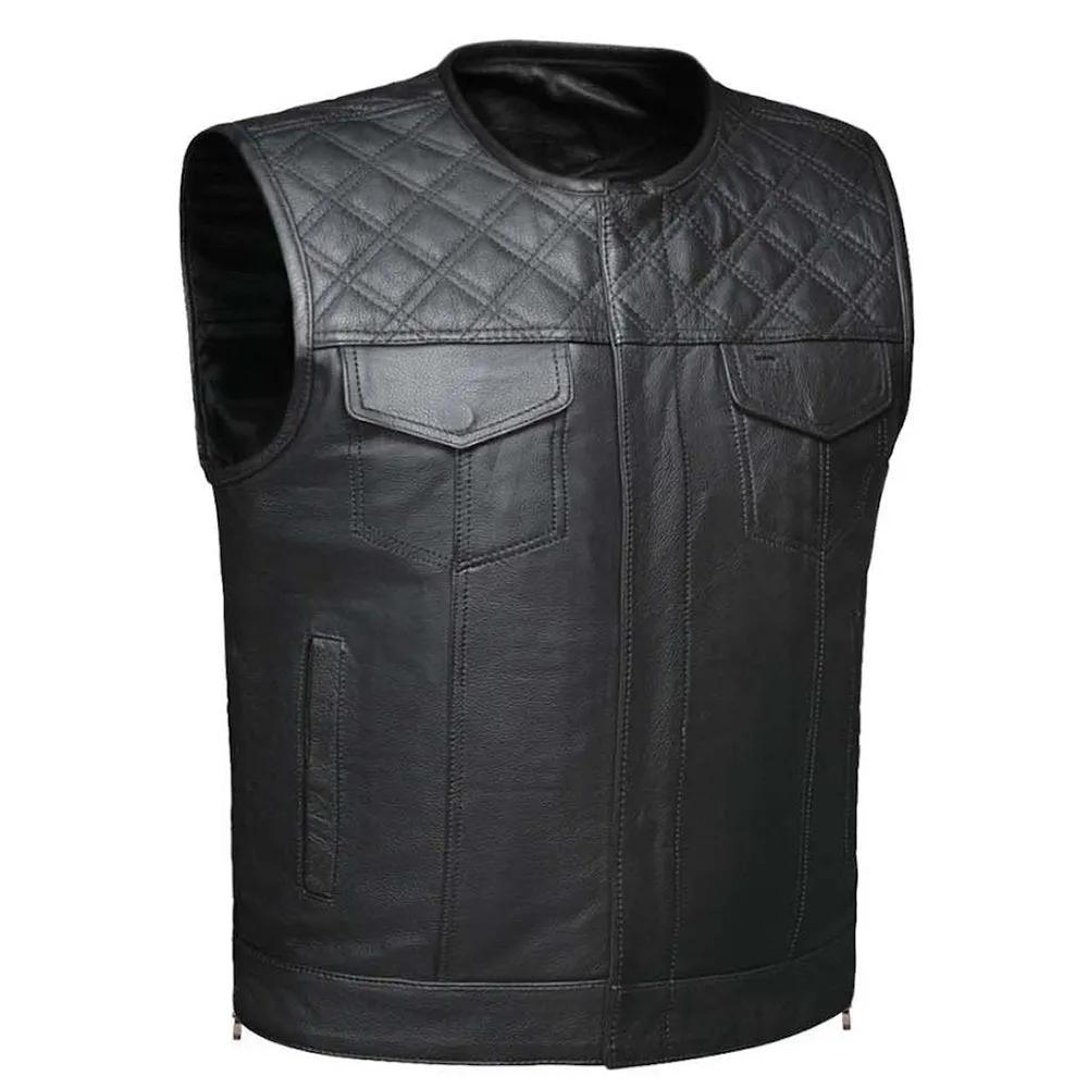 Diamond Lowcut – Men’s Diamond Stitch Leather Vest