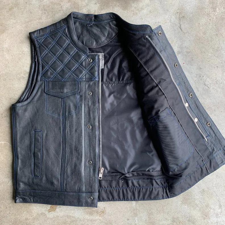 Blue DIamond - Mens Premium Leather Vest