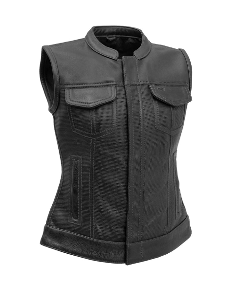 The Beth - Perforated Vest - Black