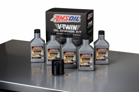 AMSOIL 20W-50 Synthetic V-Twin Oil Change Kit - 5 Quarts with Black Filter