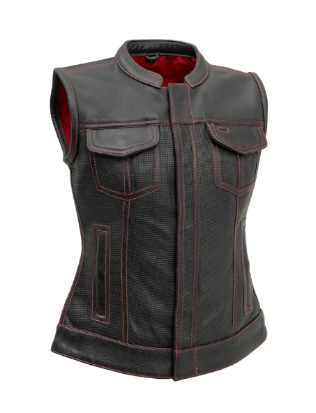 The Beth - Perforated Vest - Red