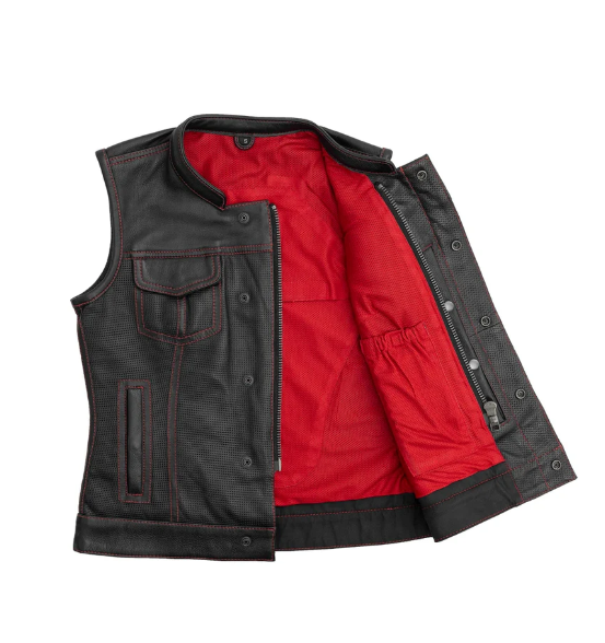 The Beth - Perforated Vest - Red