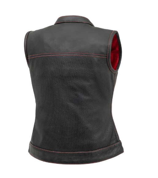 The Beth - Perforated Vest - Red